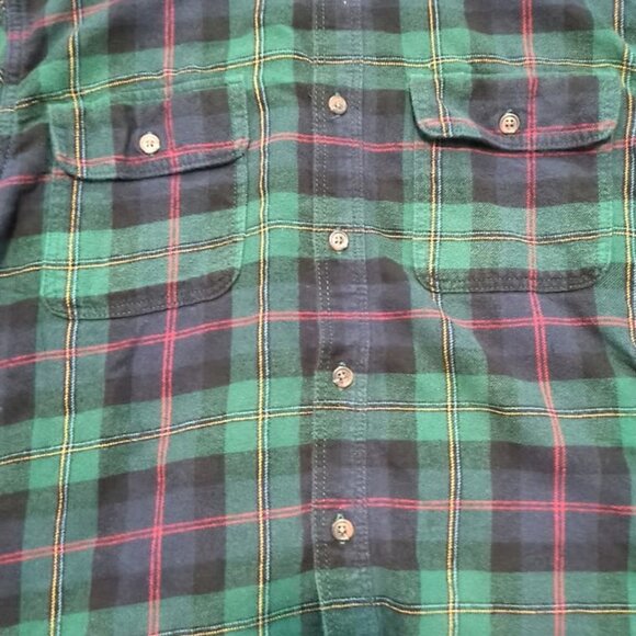 Old Navy Mens Regular Fit Plaid Flannel Long Sleeve Shirt Blue & Green XL - Picture 3 of 4